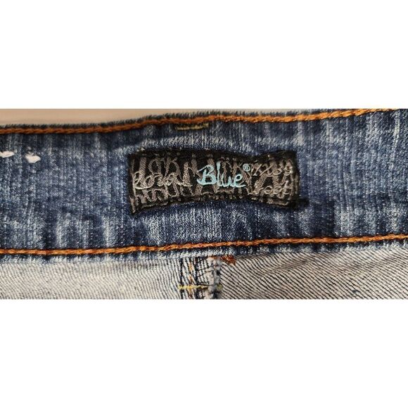 Royal Blue Bootcut Jeans Juniors 11/39 Distressed Faded Blue - Picture 4 of 5